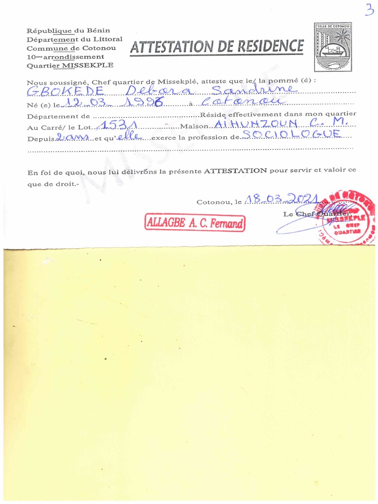 Notice 5000 Attestation De Résidence – LALECU