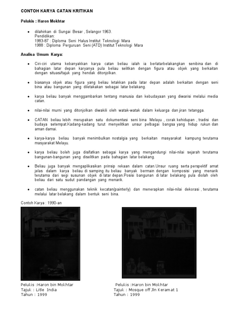 Karya Kritikan Haron Mokhtar