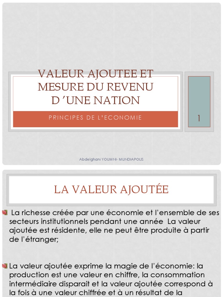 Valeur Ajoutee Et Mesure Du Revenu | PDF | Produit intérieur brut ...