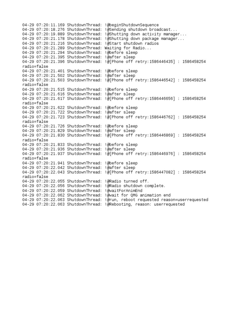 System Shutdown Log | PDF