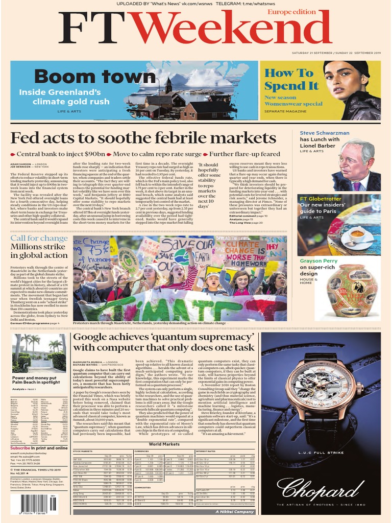 Financial Times Europe - 21 09 2019 pic image