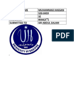Student Name Muhammad Hassan Roll N0# S20-0459 Assignment SE Program BSSE (2) Submitted To Sir Abdul Salam