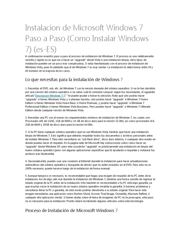 17.instalacion de Microsoft Windows 7 Paso A Paso | PDF | Microsoft ...