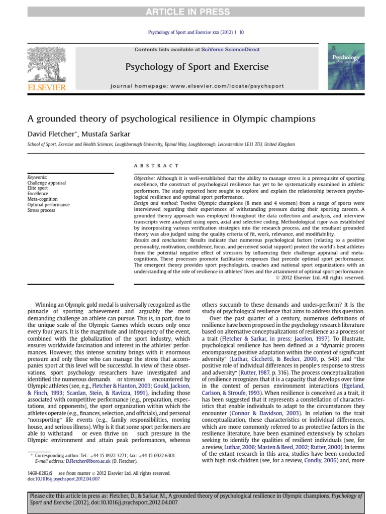 A Grounded Theory of Psychological Resilience in Olympic Champions ...