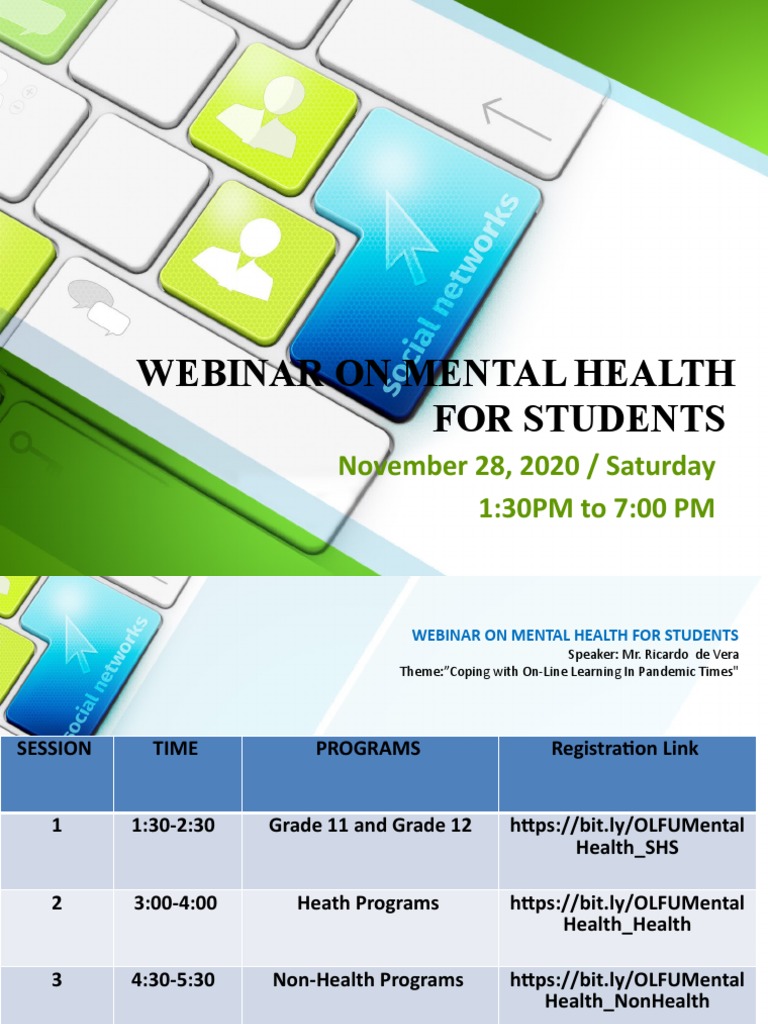 Mental Health Webinar for Students | PDF | Universities And Colleges ...