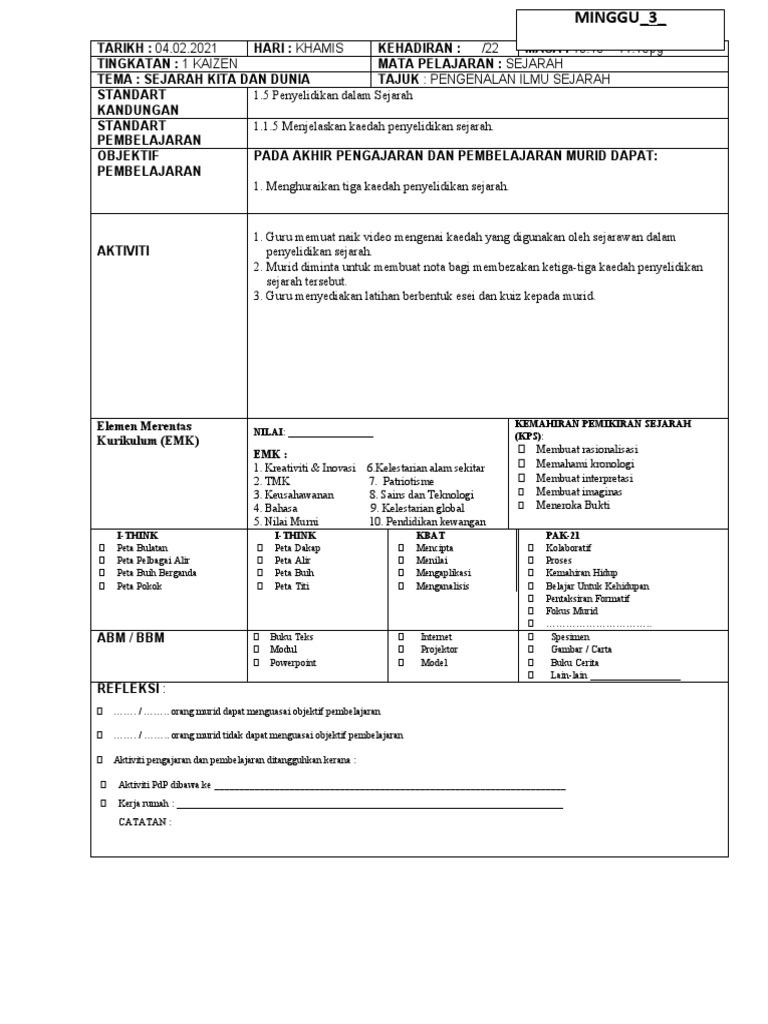 Nilai Kemahiran Pemikiran Sejarah Kps Pdf