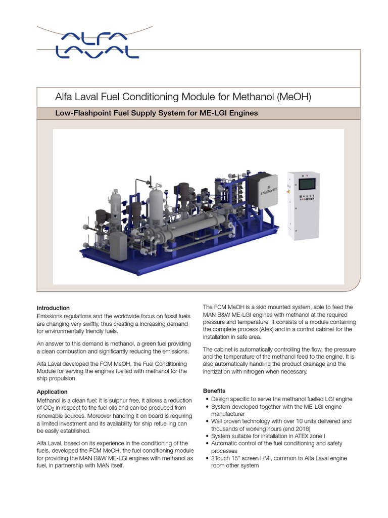 Alfa Laval Fuel Conditioning Module For Methanol (Meoh) Low