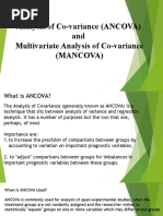 Analysis of Co-Variance (ANCOVA) and Multivariate Analysis of Co-Variance (Mancova)