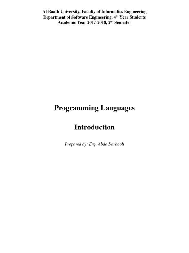 Introduction to Programming Languages | PDF | Keyboard Shortcut ...