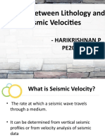 Relation Between Lithology and Seismic Velocities: - Harikrishnan P PE20M005