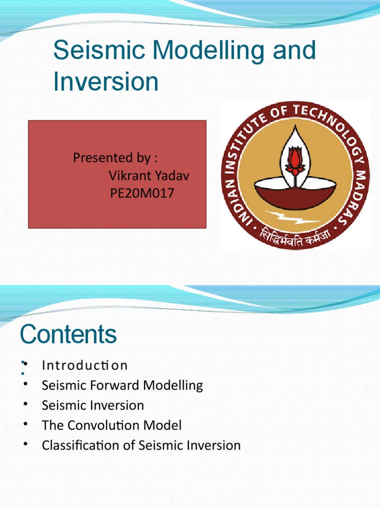 Seismic Modelling and Inversion Techniques | PDF | Reflection ...