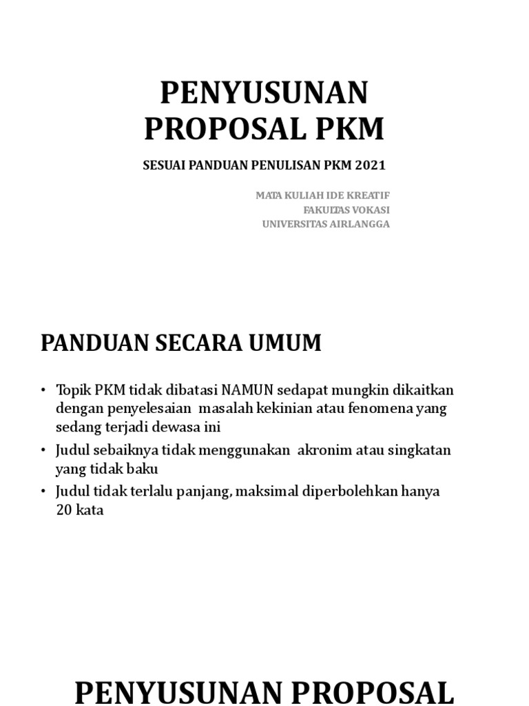 Panduan Penyusunan Proposal PKM 2021 | PDF