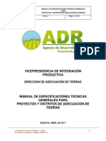 Manual Especificaciones Técnicas Proyectos y Distritos de Adecuación de Tierras ADR