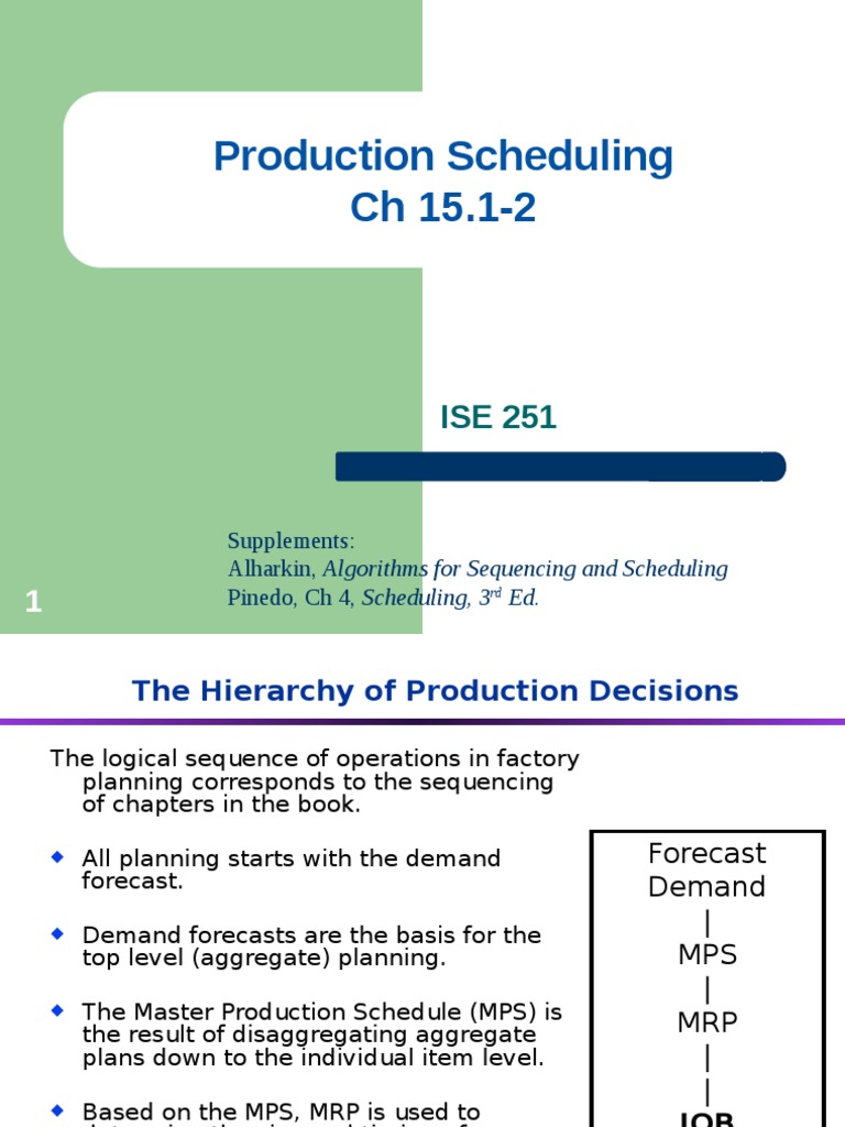 CH 15 Production Scheduling | PDF | Scheduling (Production Processes ...