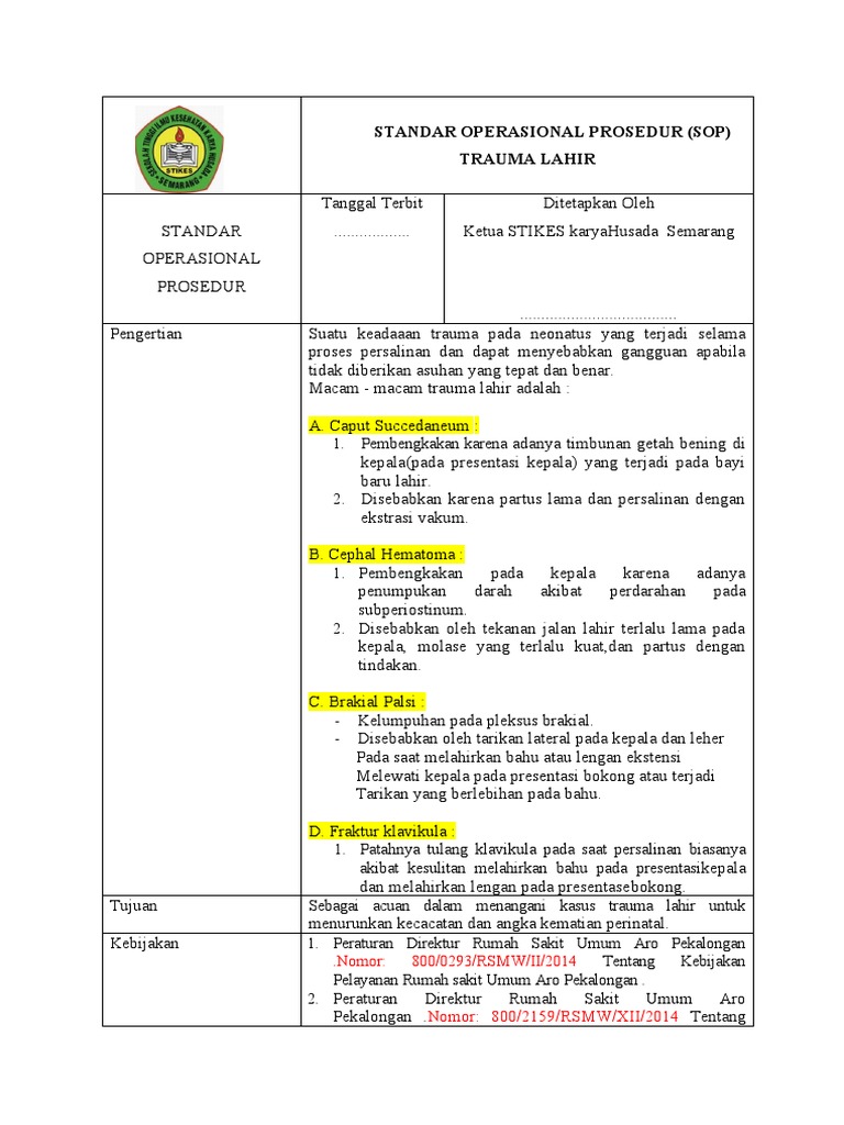 Penanganan Trauma Lahir pada Bayi | PDF