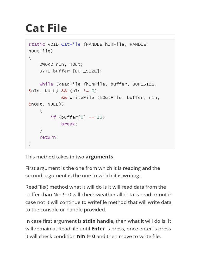 Cat File Method: Read and Write Data | PDF | Computers