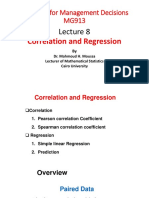 Statistics For Management Decisions MG913: Correlation and Regression