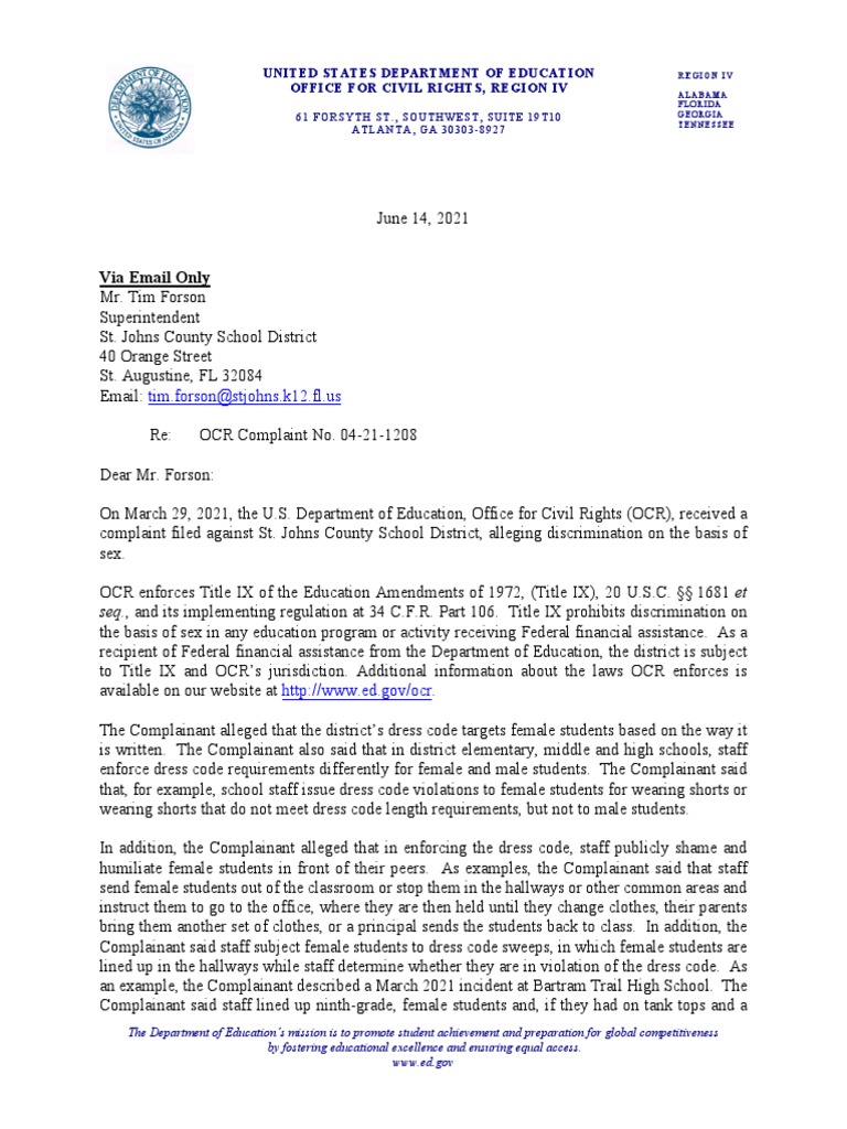 Via Email Only Tim Forsonstjohns.k12.fl Us PDF