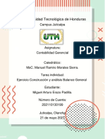 Tarea Ejercicio Construcción y Análisis Balance General - Contabilidad Gerencial - Miguel Erazo - UTH Juticalpa
