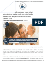 El Diseño Legal de Las Licencias Por Maternidad, Paternidad o Cuidados en El Caso de Las Familias Conformadas Por Personas Del Mismo Sexo - Gabriela Salas - IUS 360