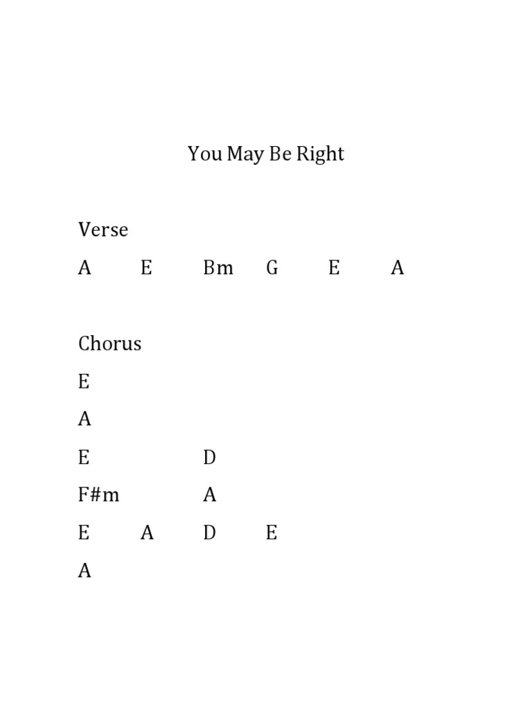 You May Be Wrong But You May Be Right Chords