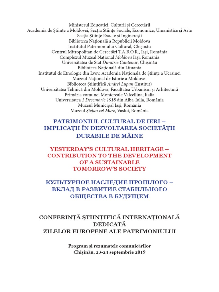 Patrimoniul Cultural de Ieri - 2019 | PDF