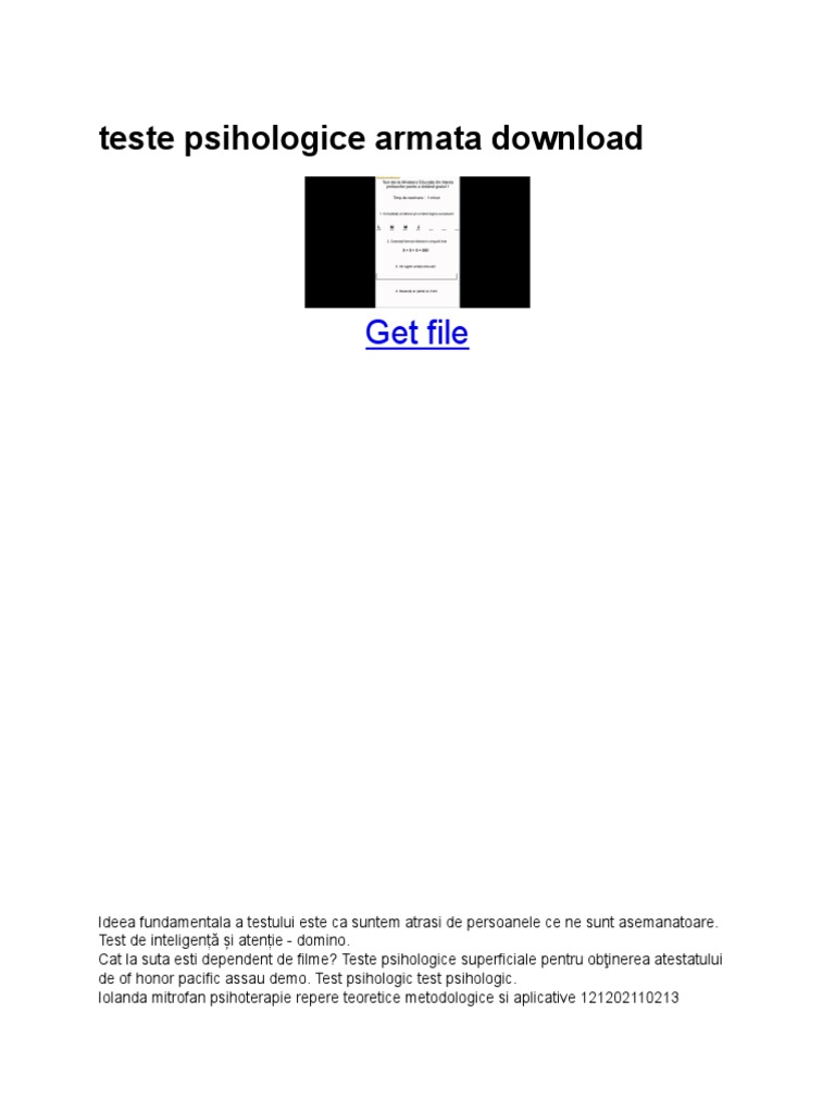 Teste Psihologice Armata Download | PDF