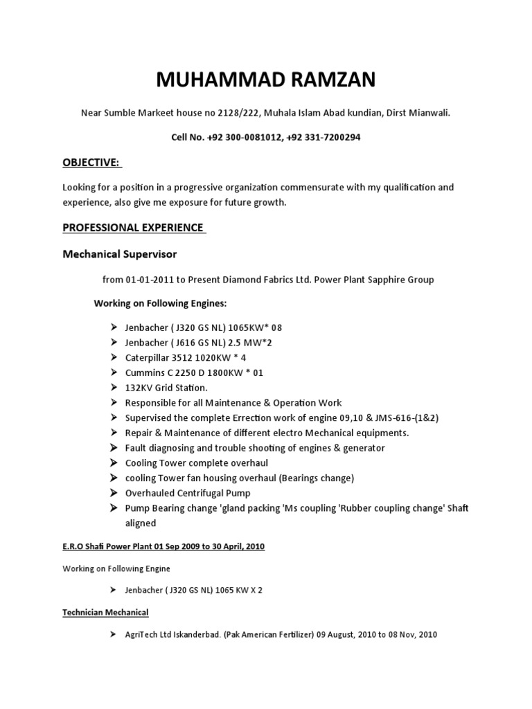 Mechanical Supervisor1 PDF Mechanical Engineering Energy And