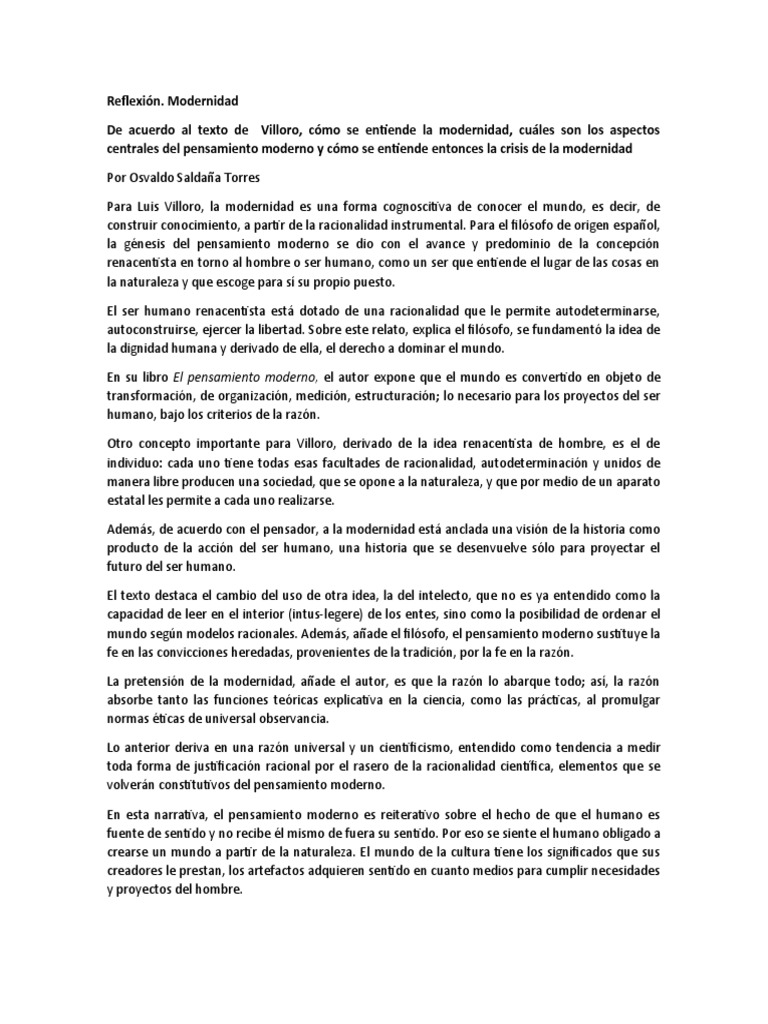 Crisis y pensamiento en la modernidad | PDF | Modernidad | Racionalidad