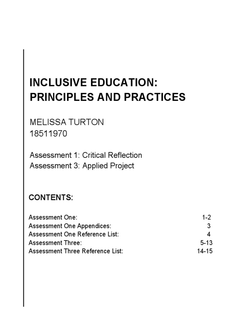 Inclusive Education: Reflection & Strategies | PDF | Inclusion ...