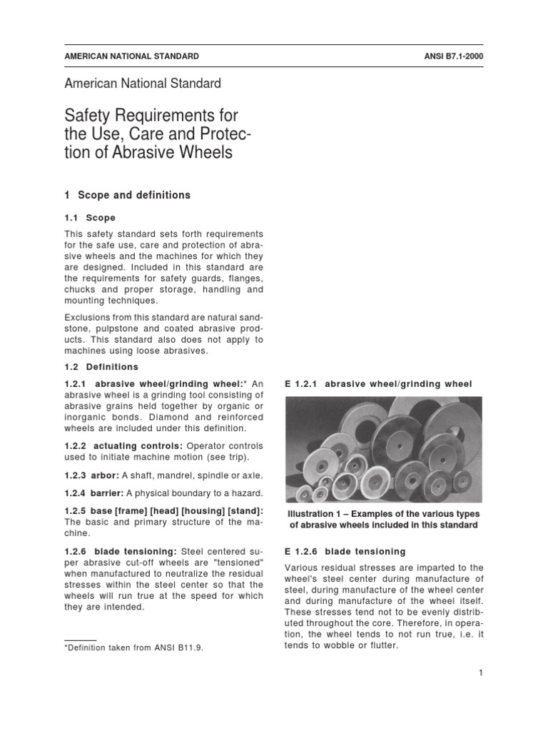 Safety Requirements For The Use, Care and ProtecTion of Abrasive