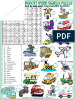 Means of Transport Vocabulary Esl Word Search Puzzle Worksheet For Kids