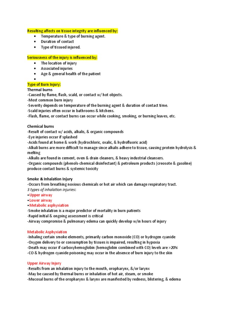 Chapter 24 Burns Notes | PDF | Burn | Respiratory Tract