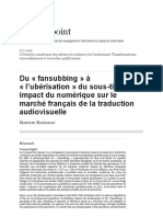 Du Fansubbing À L'ubérisation Du Sous-Titrage - Impact Du Numérique Sur Le Marché Français de La Traduction Audiovisuelle