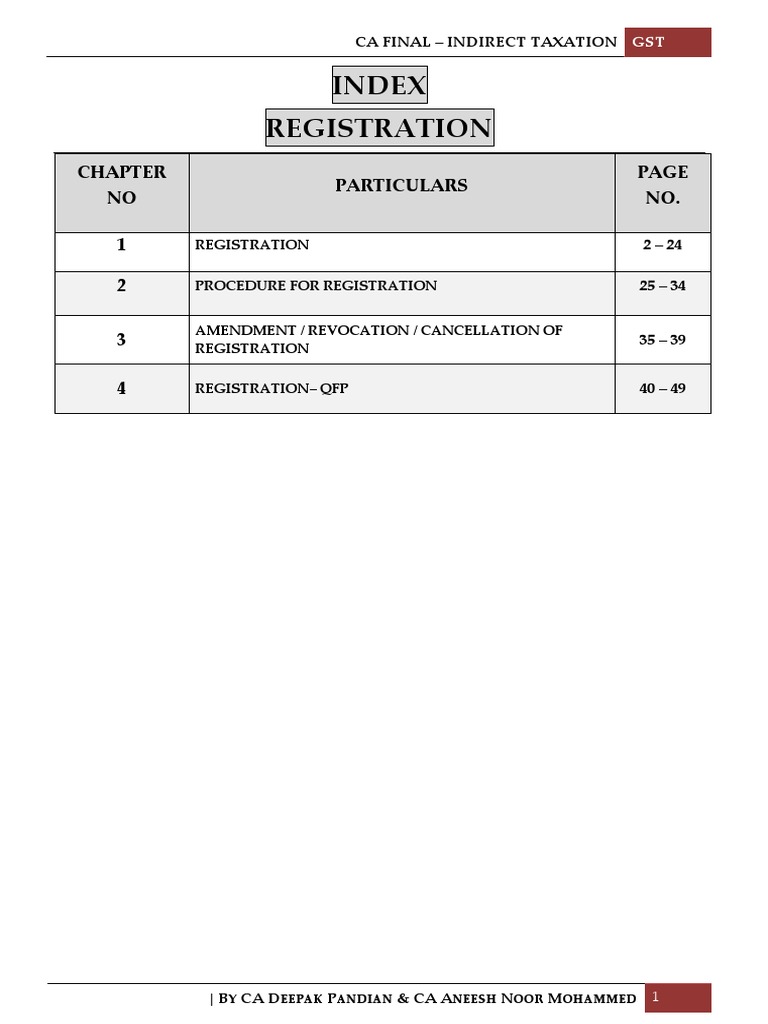 GST Registration Guidelines for CA Final | PDF | Value Added Tax | Taxes