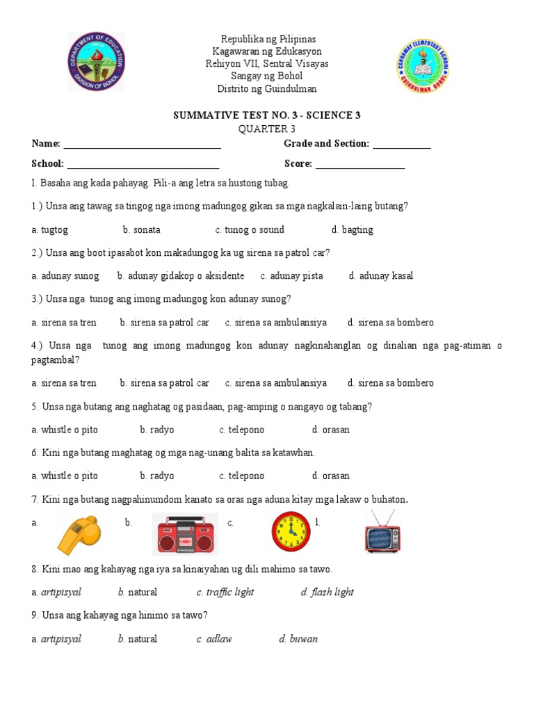 Q3 Summative Test No 3 Science Pdf