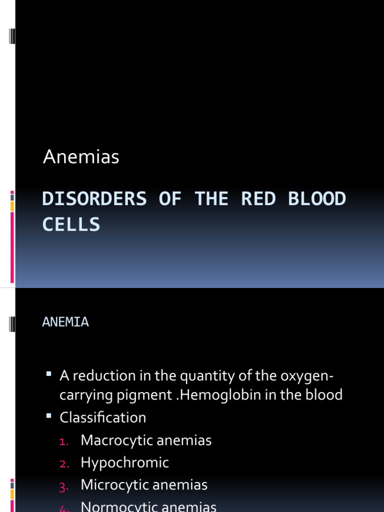 Anemias: Disorders of The Red Blood Cells | PDF | Anemia | Clinical ...