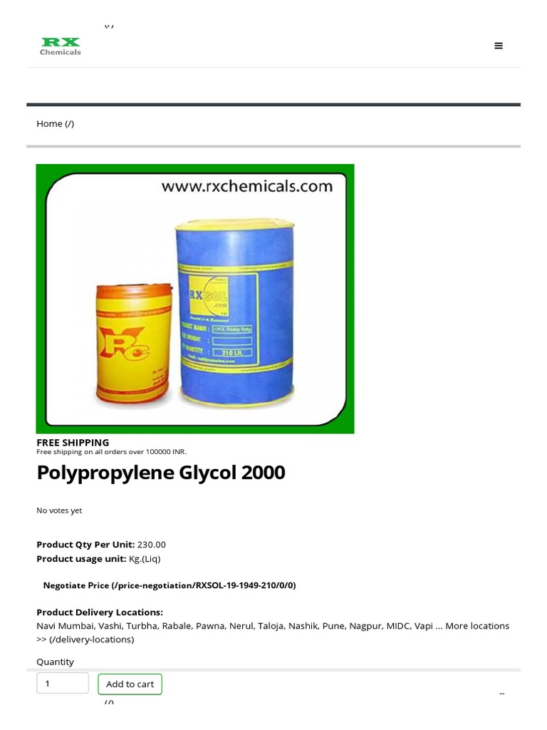 Polypropylene Glycol 2000 RXCHEMICALS PDF Solubility Ketone