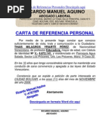 Formato CARTA DE REFERENCIA COMERCIAL