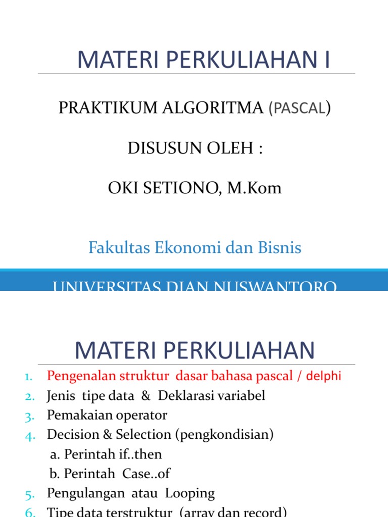 Pengenalan Bahasa Pemrograman Pascal Pdf Teknologi Rekayasa