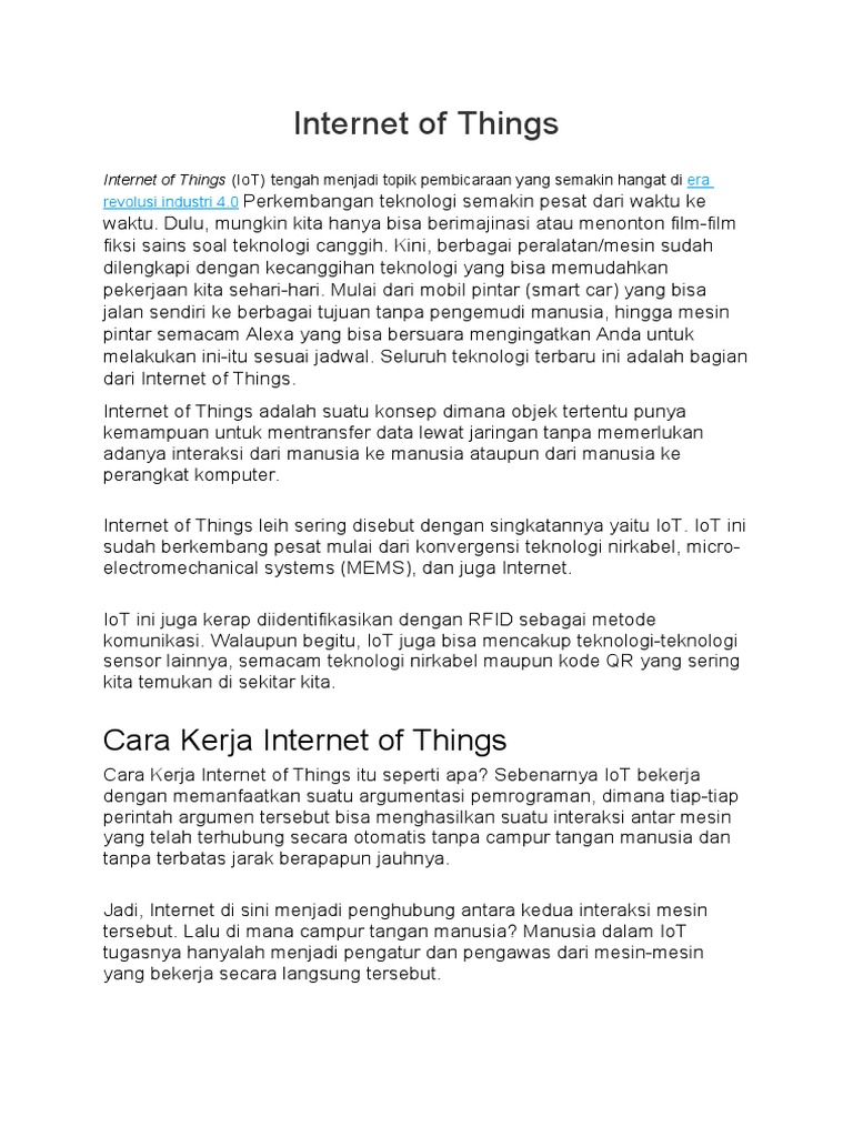 Memahami Internet of Things (IoT) | PDF | Komputer