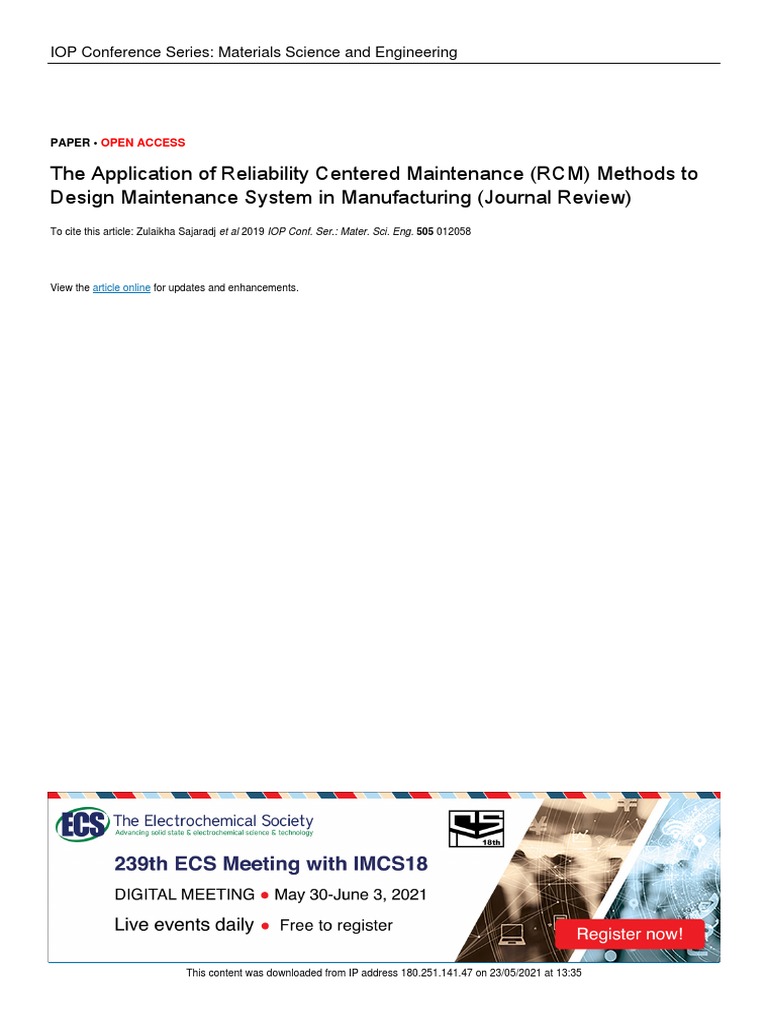The Application of Reliability Centered Maintenance (RCM) | PDF ...