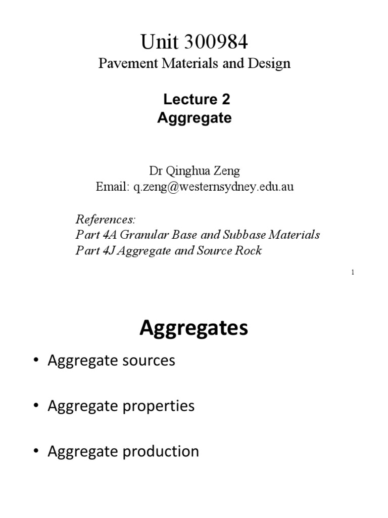 Lecture 02 Aggregate Pdf Construction Aggregate Rock Geology