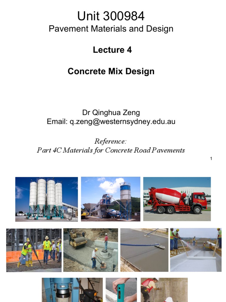 Lecture 04 Concrete Mix Design PDF Concrete Cement