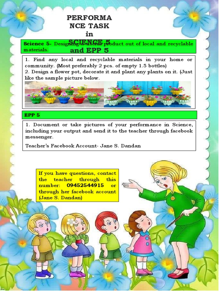 Performa Nce Task in Science 5 and EPP 5: Science 5-Designing A Useful ...