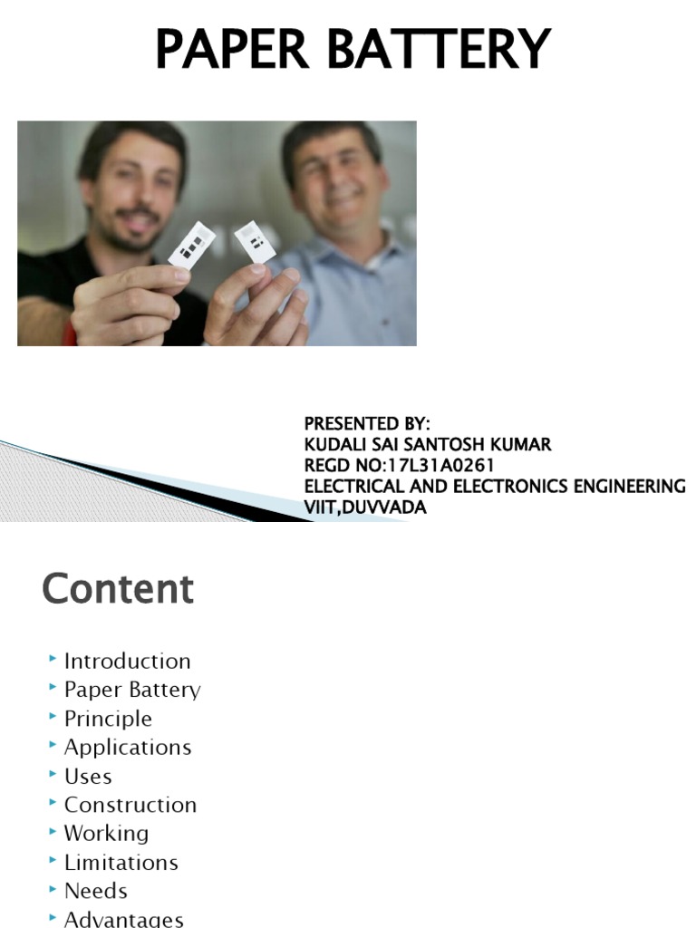 Paper Battery: Innovations and Applications | PDF | Energy Storage ...