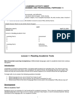 Learning Activity Sheet English For Academic and Professional Purposes 11