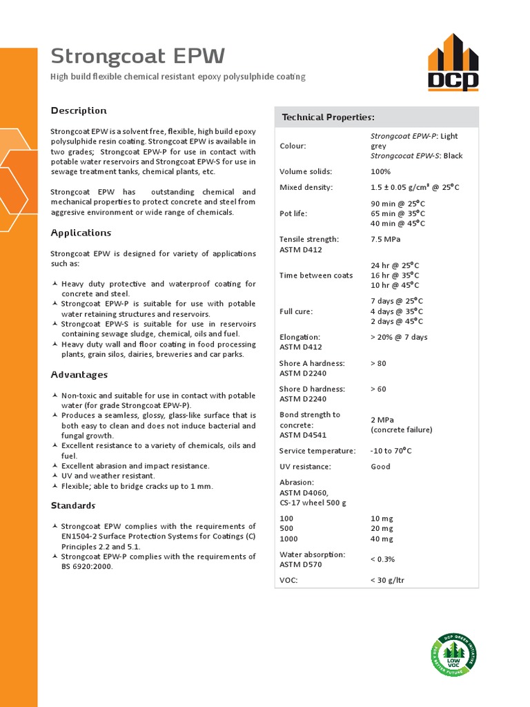 Strongcoat EPW - TDS | PDF | Epoxy | Diesel Fuel