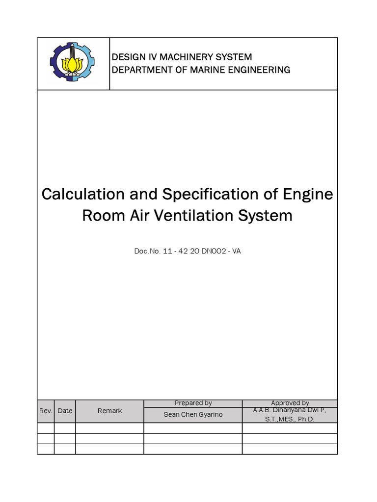 Calculation and Specification of Engine Room Air Ventilation System