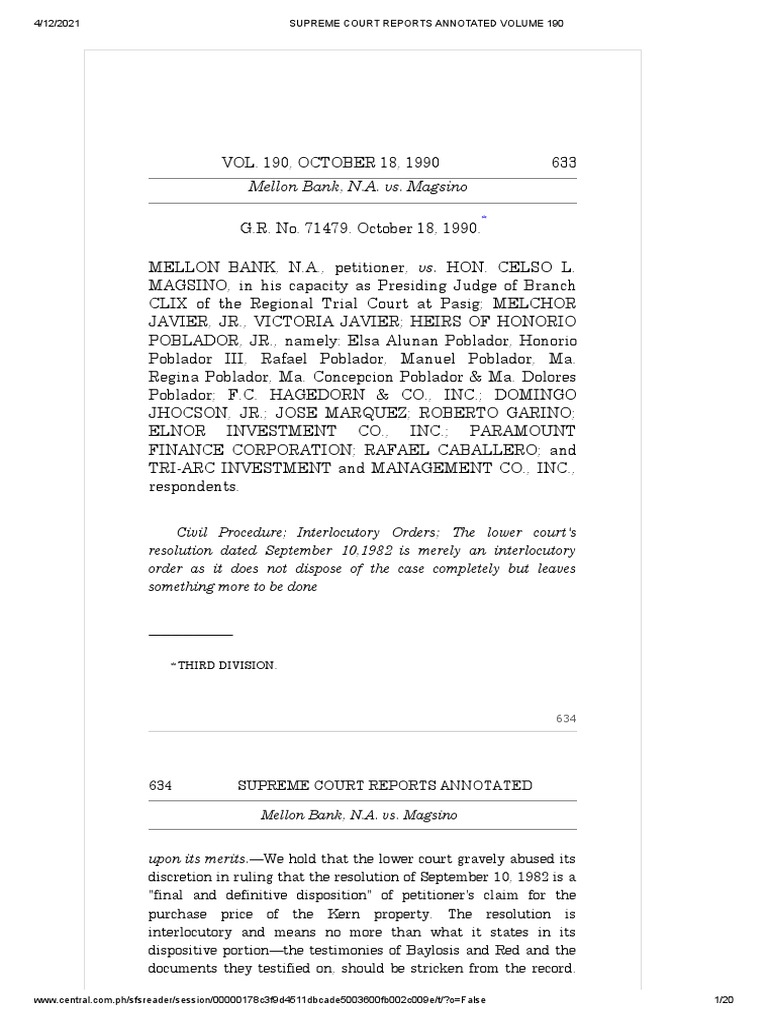 Mellon Bank, N.A. V Magsino Download Free PDF Legal Remedy Lawsuit
